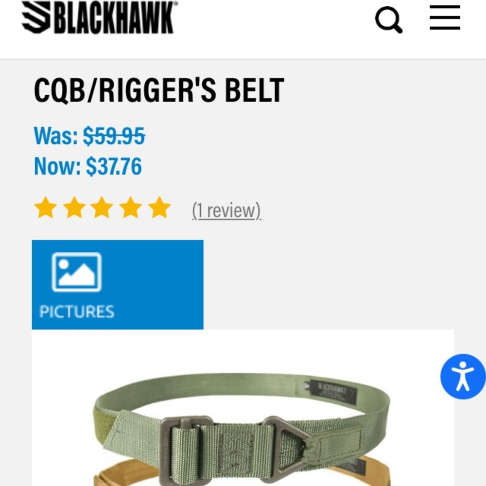 Nwot Men’s Blackhawk Tactical CQB/Riggers Belt